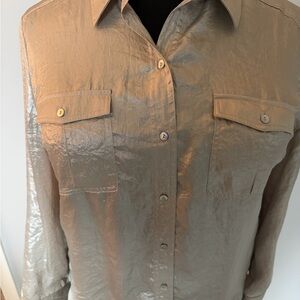 Chico's Metallic Beige Blouse